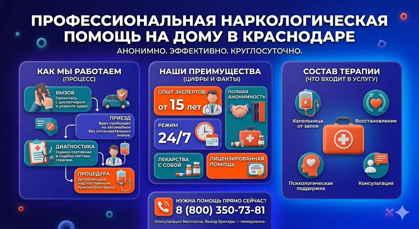Инфографика о принципах лечения алкоголизма на дому в Боготоле: этапы вызова нарколога, преимущества анонимной детоксикации и состав медицинской помощи.
